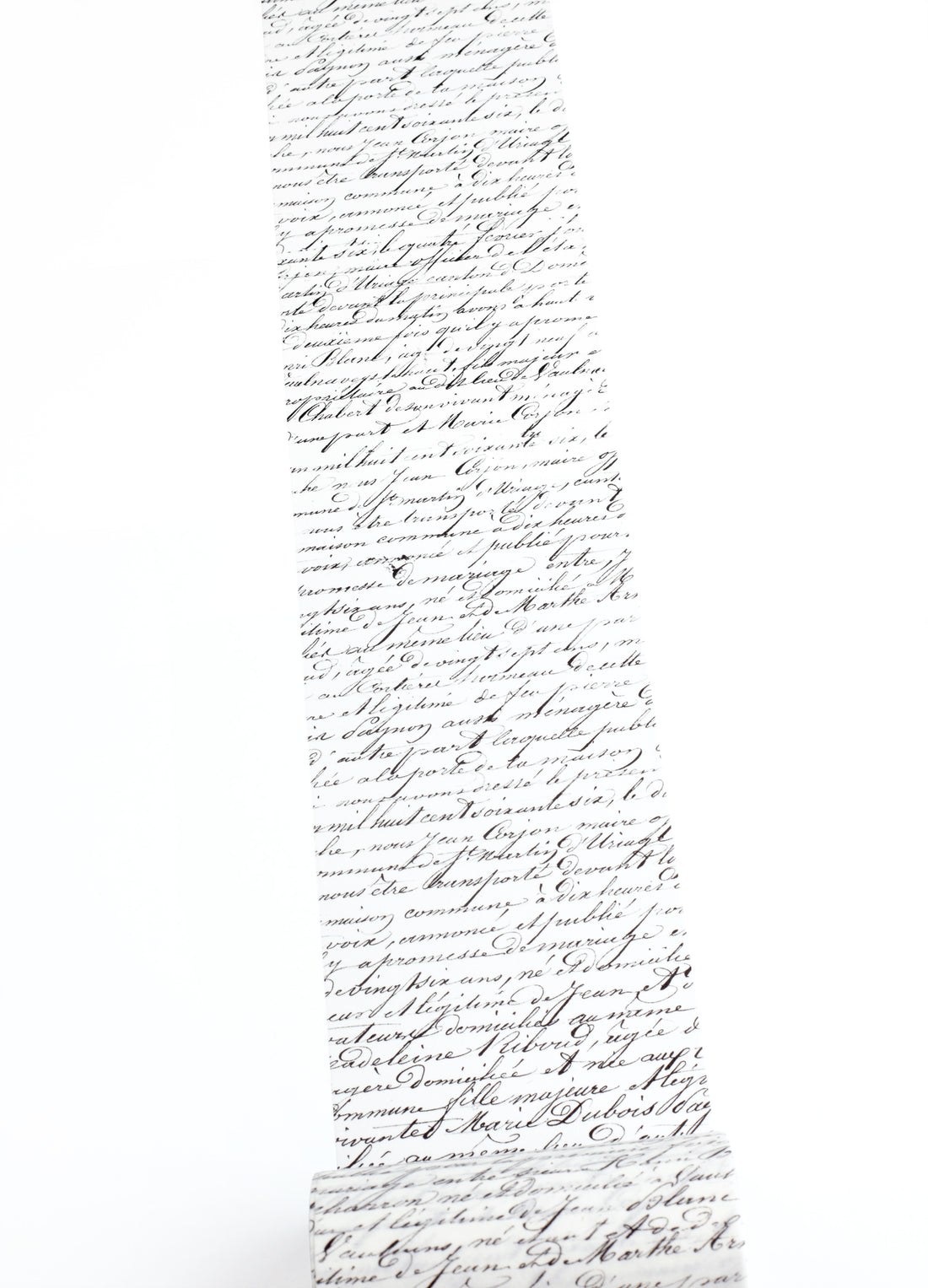 Washi taoe with dense, elegant black cursive handwriting, shown against a plain white background.