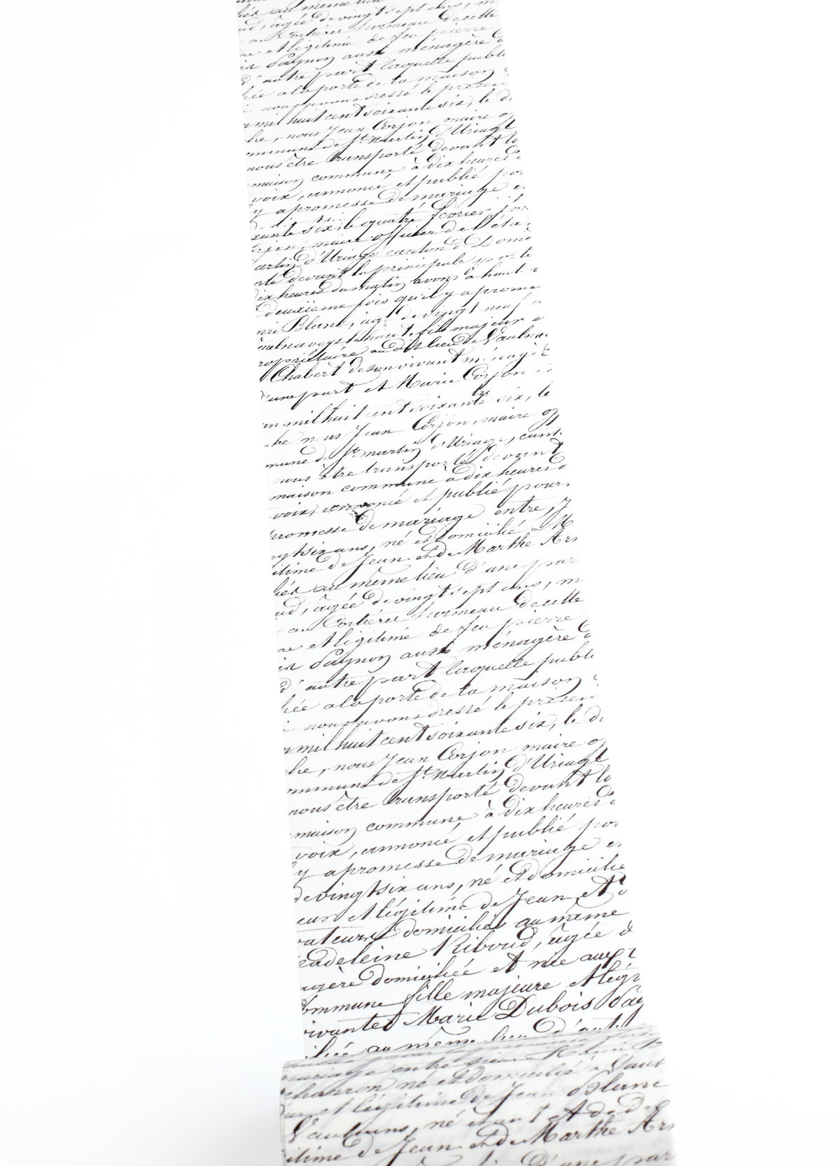 Washi taoe with dense, elegant black cursive handwriting, shown against a plain white background.