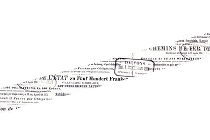 A roll of decorative tape featuring black French text and numbers printed on a white background, shown against a clean white backdrop.