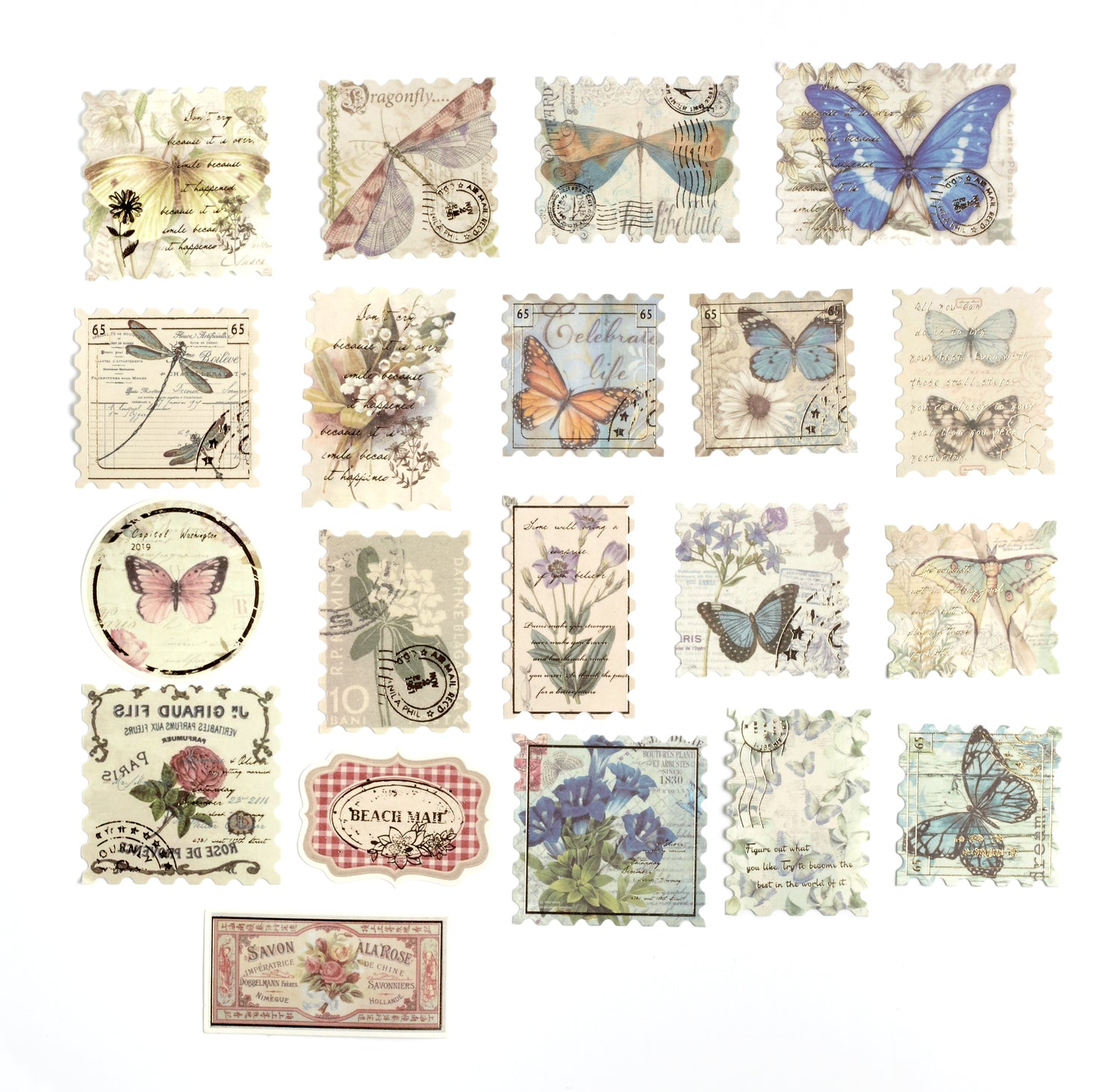 Butterfly Washi Stickers with Gold Foil