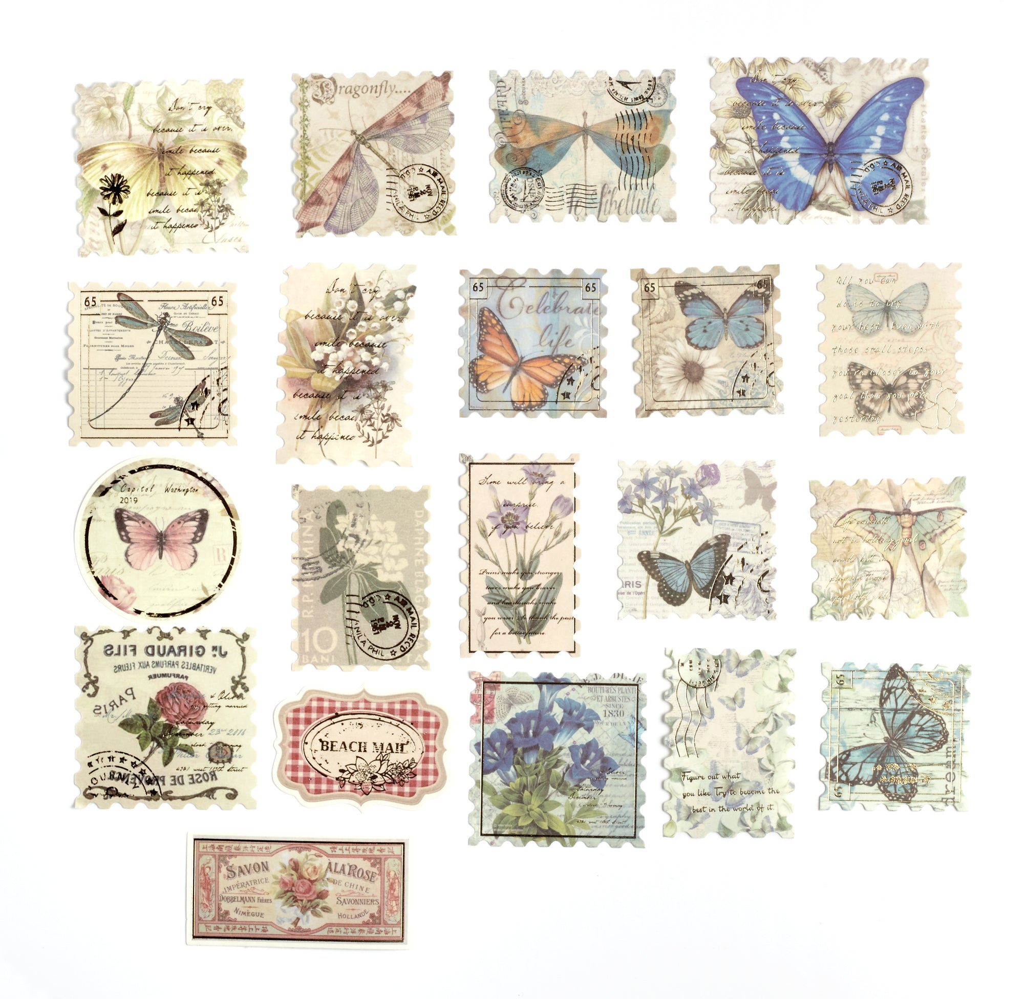 Butterfly Washi Stickers with Gold Foil