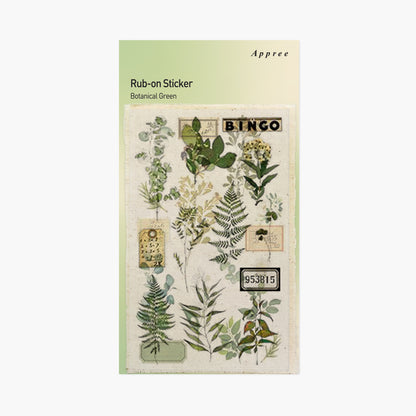 Green Rub-on Stickers with Linen Fabric