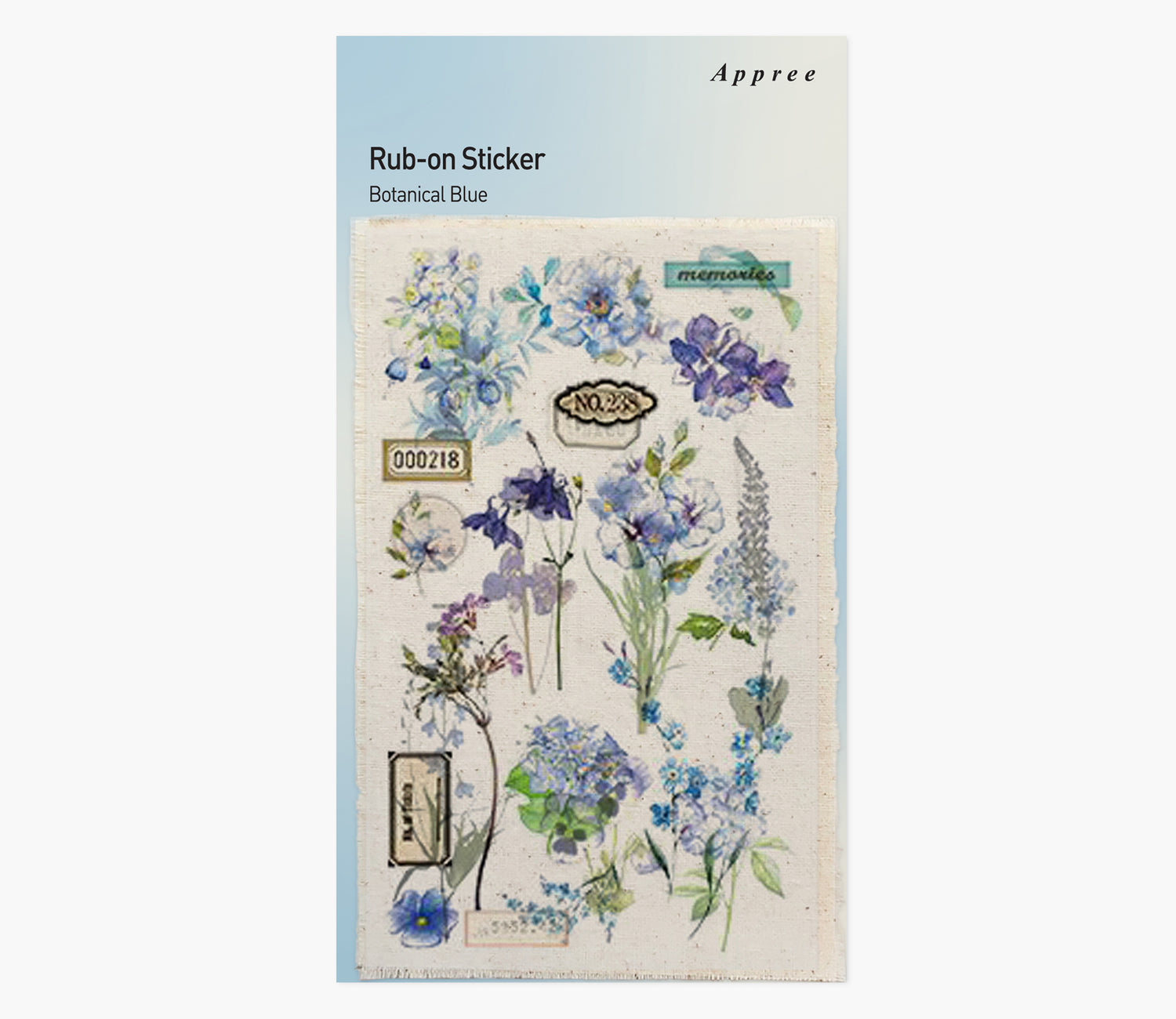 Blue Rub-on Stickers with Linen Fabric