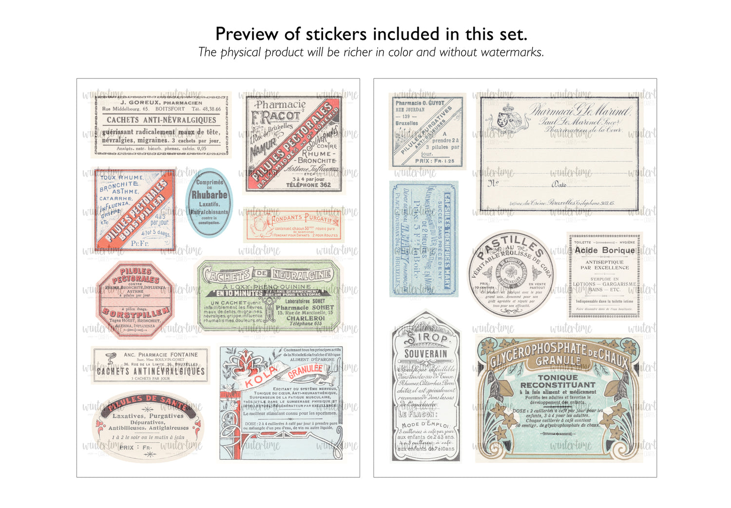 French Pharmacy Labels Sticker Set