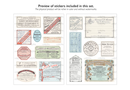 French Pharmacy Labels Sticker Set
