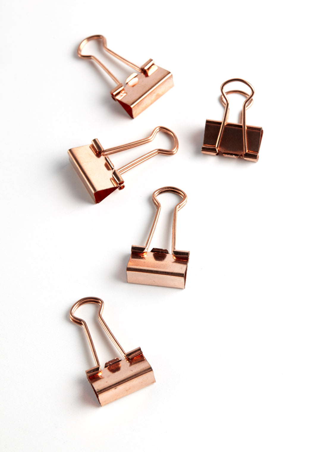 Perfectly Imperfect: 30 Small Rose Gold Binder Clips + Acrylic Box