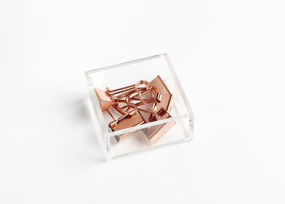 Perfectly Imperfect: 30 Small Rose Gold Binder Clips + Acrylic Box