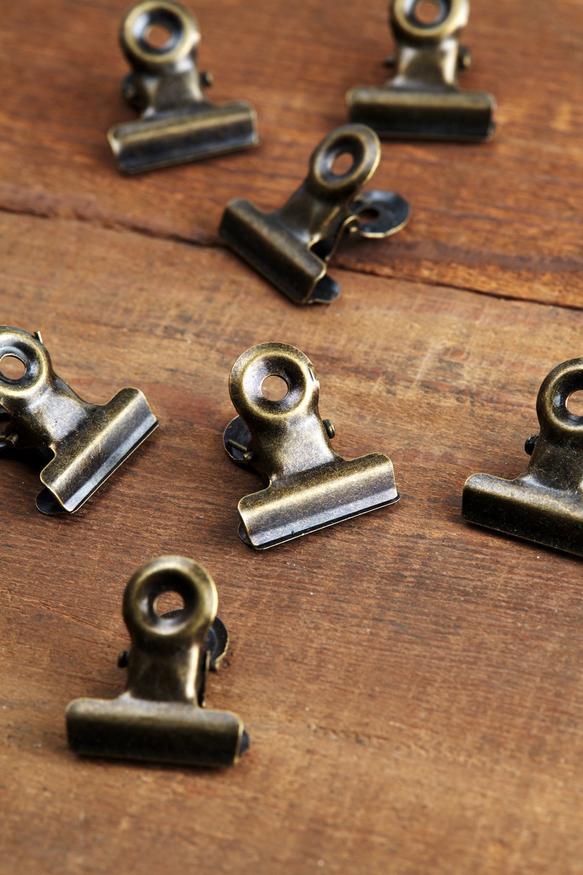 6 Vintage Bronze Paper Clips
