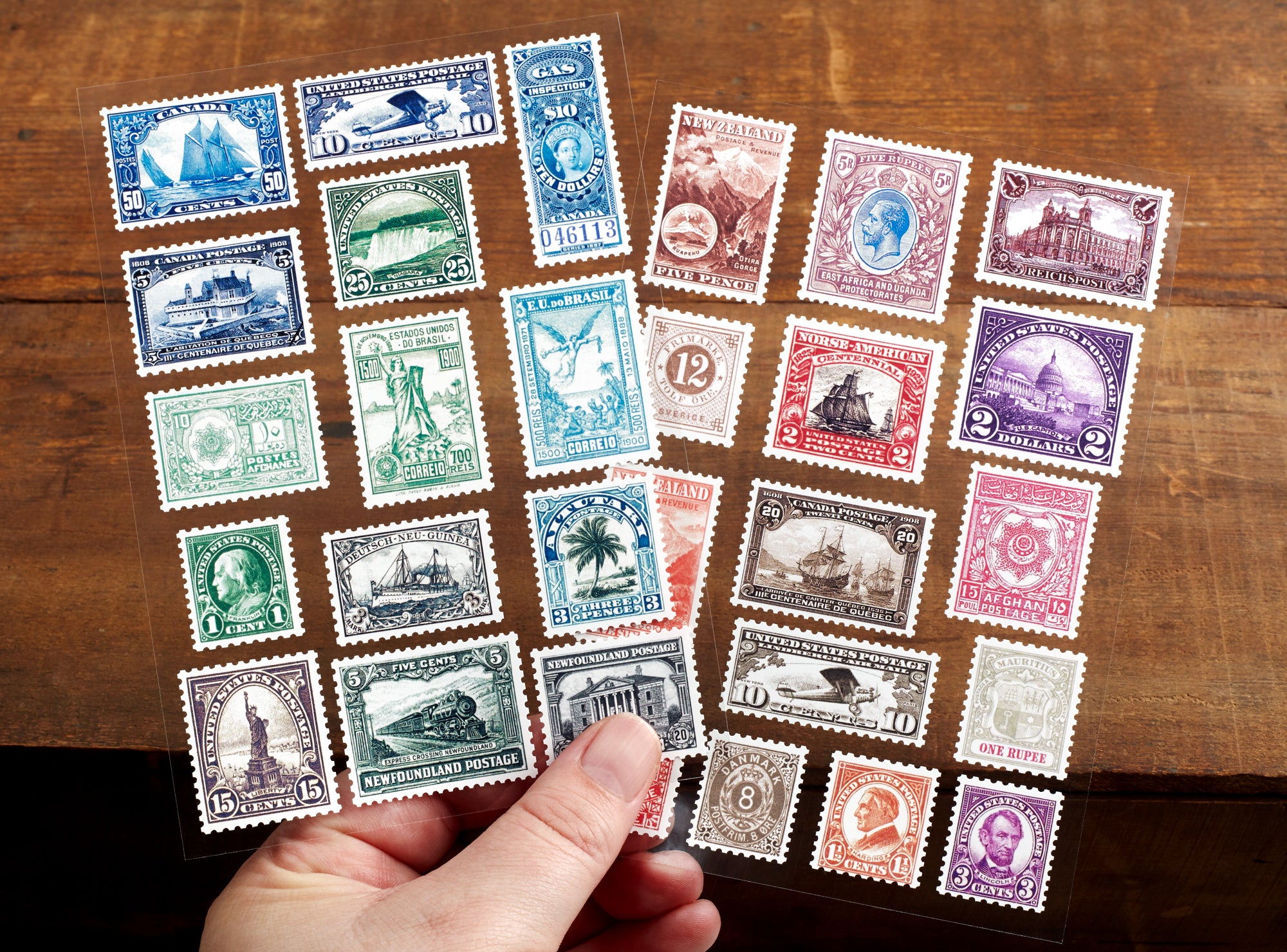 Vintage Stamps Reproduction Sticker Set