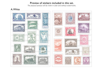 Vintage Stamps Reproduction Sticker Set