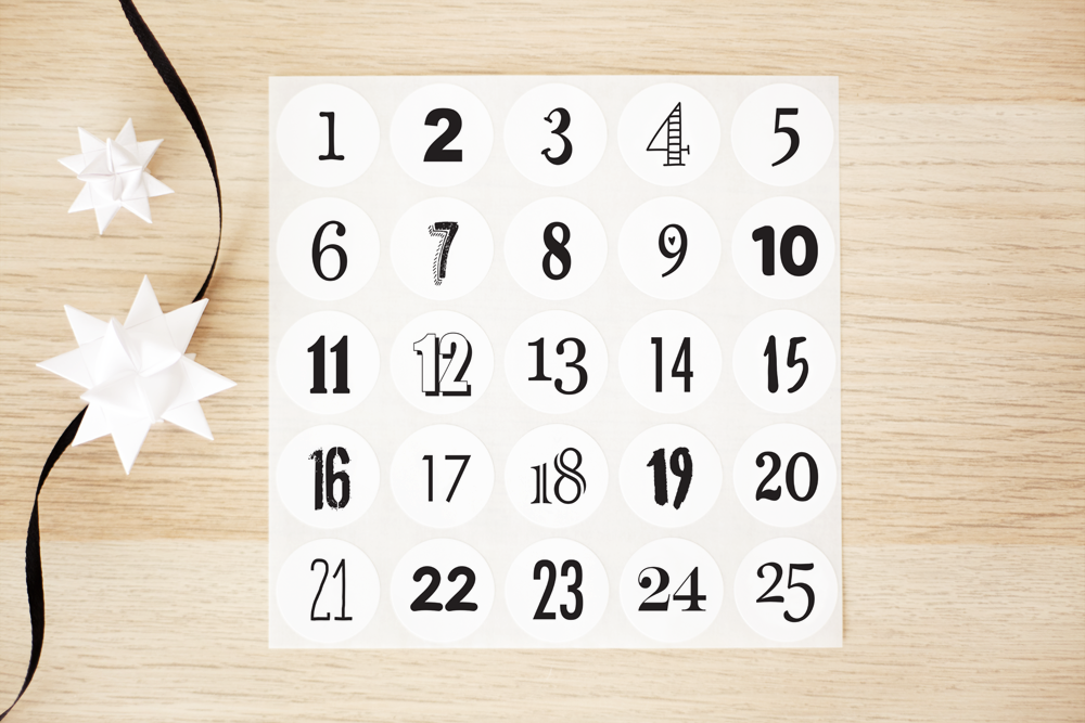 Advent Stickers Numbered Christmas Countdown