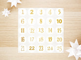 Gold Advent Stickers Numbered Countdown