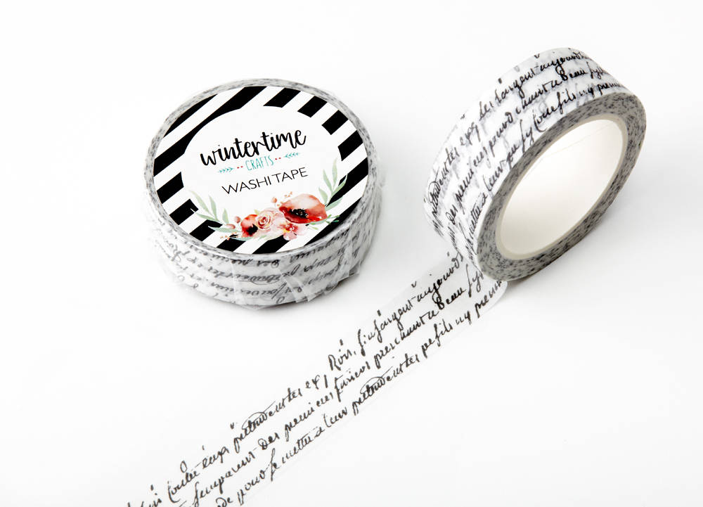 Vintage Handwriting Script Text Washi Tape